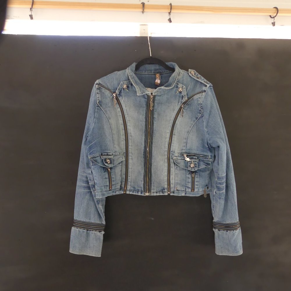 Akdmks Distressed Blue Jean Jacket Sz XL